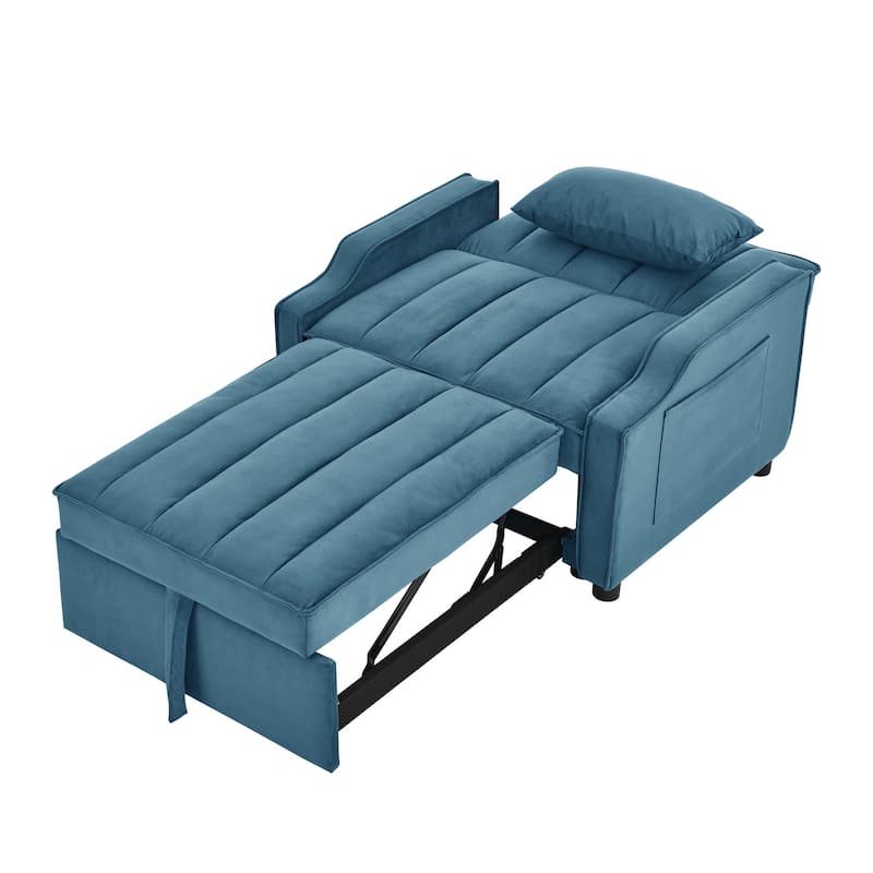 3 in 1 Pull Out Living Room Velvet Single Armchair Sofa Couch Bed