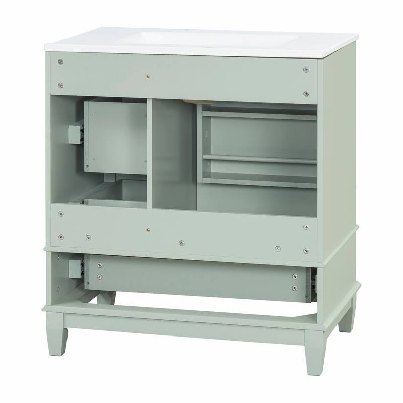 30" Bathroom Vanity with Sink, Soft-Close Door, One Door with Shelf & Three Drawers