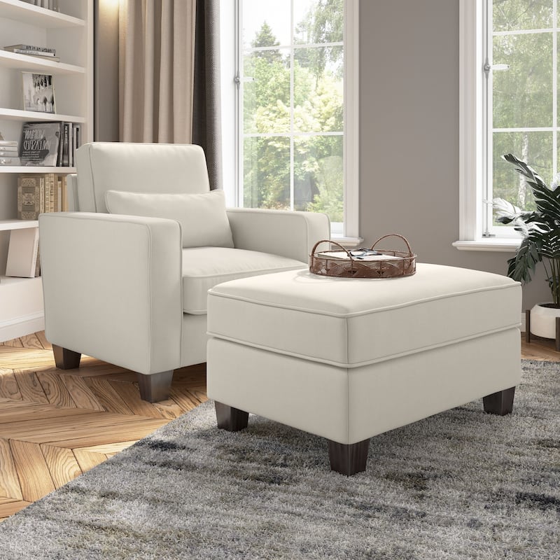 Bush Furniture Stockton Living Room Accent Chair with Ottoman Set