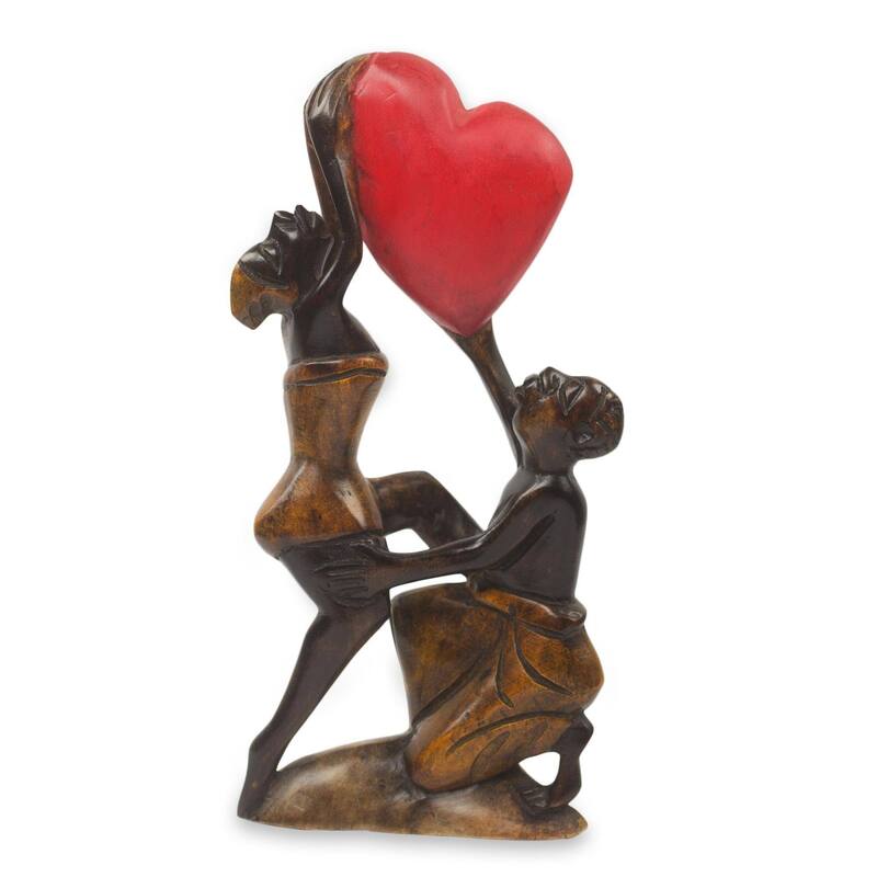 Handmade The Love Struggle Wood Sculpture (Ghana) - N/A