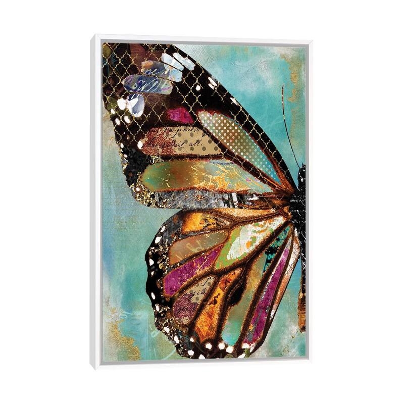 iCanvas "Blue Skies Butterfly" by Jennifer Lambein Framed Canvas Print - White - 26x18