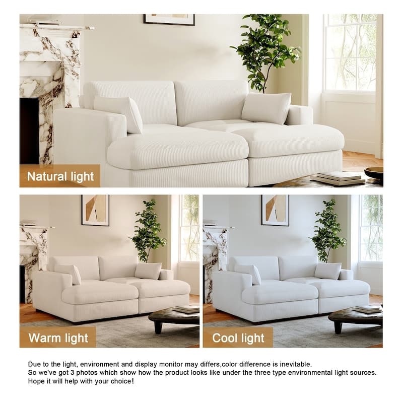 84" Corduroy Modular Sectional Sofa Couch for Living Room - 84" W
