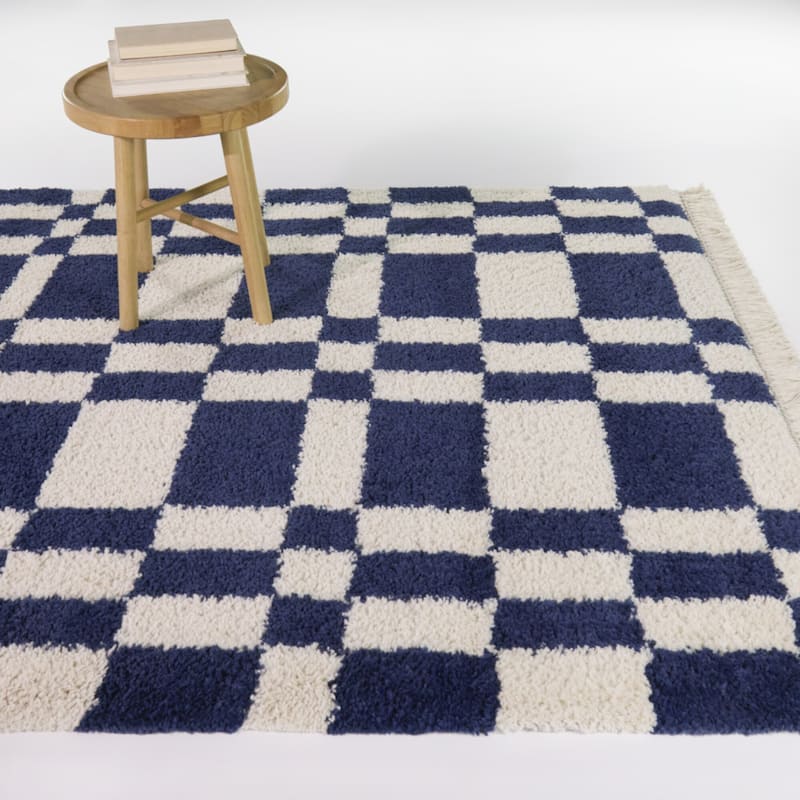Barnabe Checkered Colorblock Area Rug - Navy - 7'10" x 10'