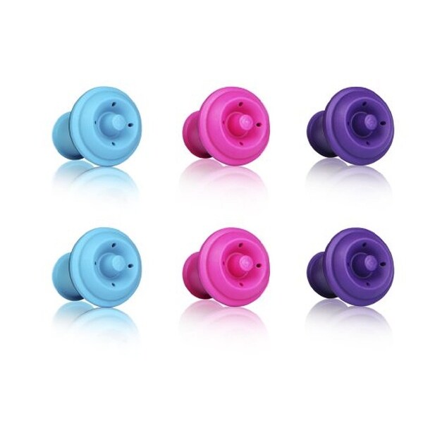 Vacu Vin Wine Saver Vacuum Stoppers Set of 6/ 2 Blue, 2 Pink, & 2 Purple. Opens flyout.