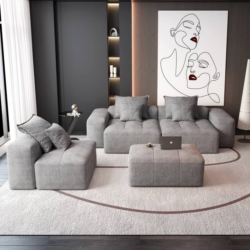 Modern Oversized Modular Sectional Sofa,with 6 Pillows,6 PCS DIY Combination Tufted Sofa