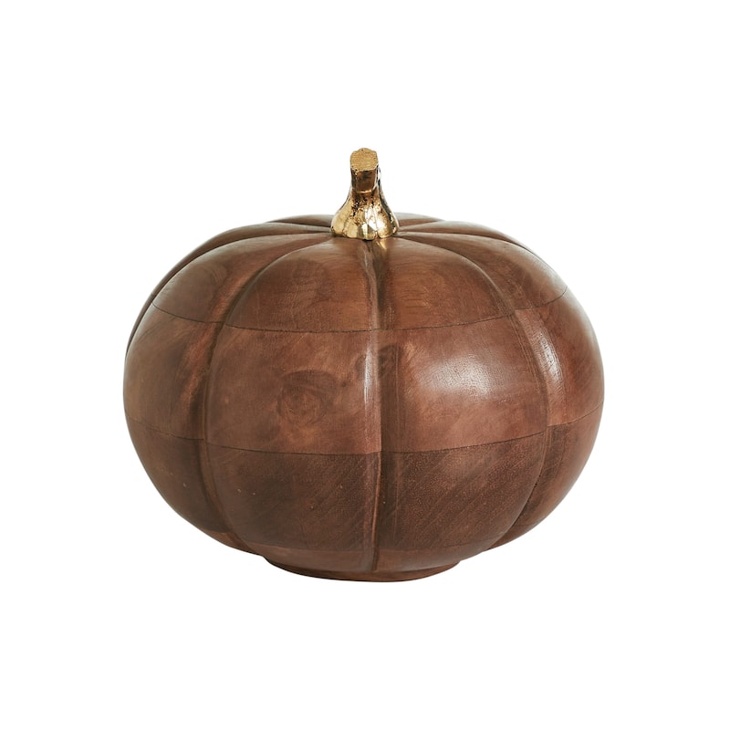 Heirloom Wooden Pumpkin Chestnut 6.5x7x7 - N/A