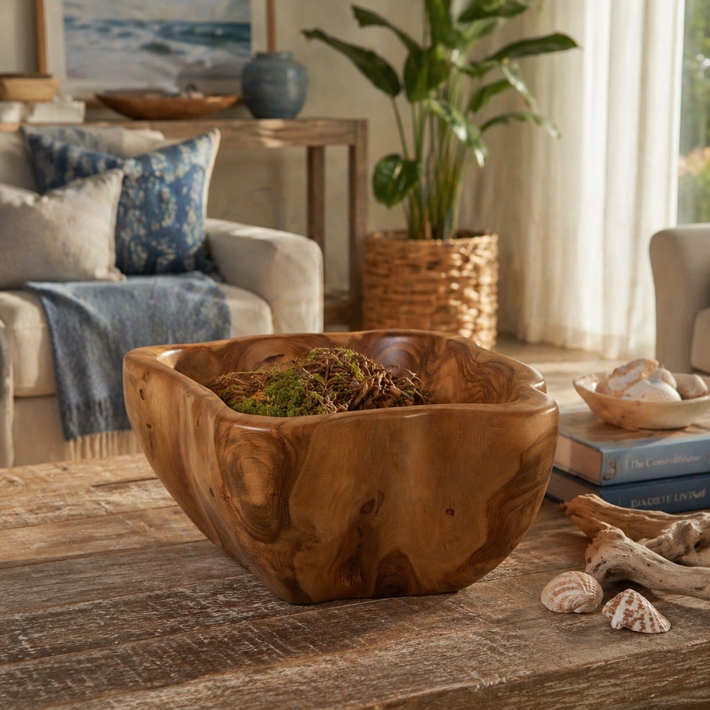 Decorative Wooden Abstract Bowl - 6", Brown - 13.0"