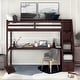 preview thumbnail 2 of 16, Twin Size Loft Bed with Storage Staircase & Study Desk, Vintage side Rail, Solid Wood Slats Support, Rustic style for Bedroom