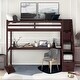 preview thumbnail 1 of 8, Wood Twin Size Loft Bed with Staircase, Built-in Desk & Safety Guardrails Brown
