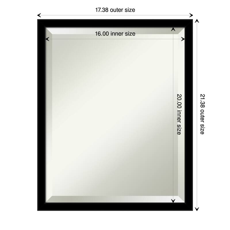 Beveled Wall Mirror - Jet Black Frame - 17.5 x 21.5-inch - Jet Black