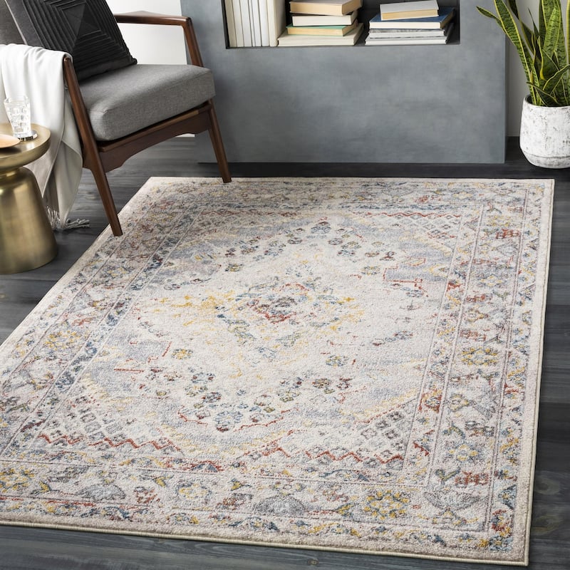 Livabliss Ankara Updated Traditional Medallion Area Rug - Taupe - 6' 7" x 9'