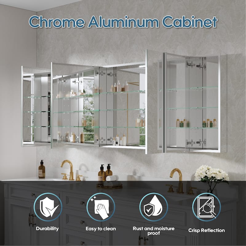Bath 30'H Recessed or Surface Wall Mount Medicine Cabinet With Adjustable Glass Shelves