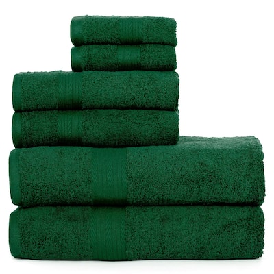 100% Cotton Luxury 6 Piece Towels Set, 2 Bath Towels, 2 Hand Towels, 2 Wash Cloths for Bathroom - Green Towel Sets