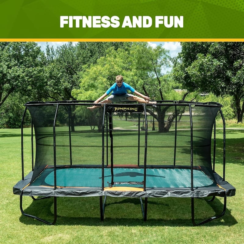 Rectangular Trampoline Pro with Enclosure - Premium Heavy-Duty Jumping System with Enhanced Bounce Design - 192