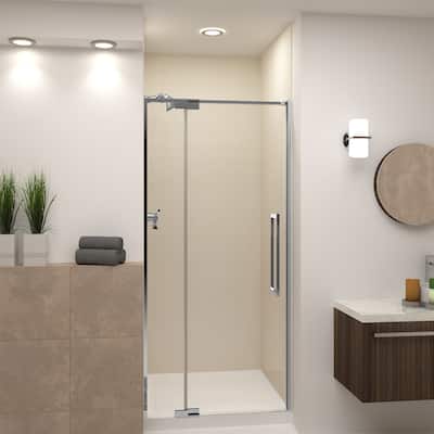 Irene 36 in. W x 76 in. H Pivot Semi-Frameless Shower Door with Clear Glass - 36-in W x 76-in H - 36-in W x 76-in H