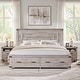 preview thumbnail 10 of 53, Farmhouse Wood Bed Frame with 54" Tall Headboard, 2 Large Drawers