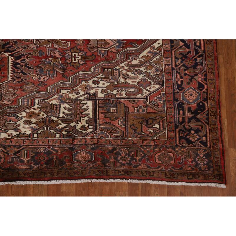 Hand Knotted Oriental 100% Wool Carpet Traditional Medallion Red Heriz Area Rug - 12' 9'' X 10' 0''