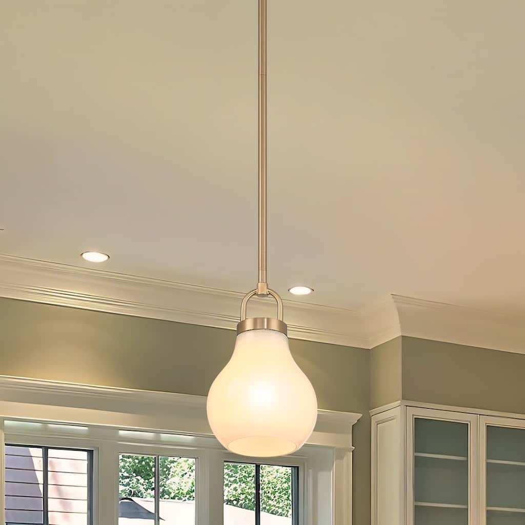 Mansfield 6-inch 1-light Champagne Gold Pendant Light with Opal Glass Shade