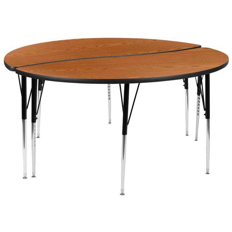 2 Piece 60" Circle Wave Flexible Grey Adjustable Activity Table Set