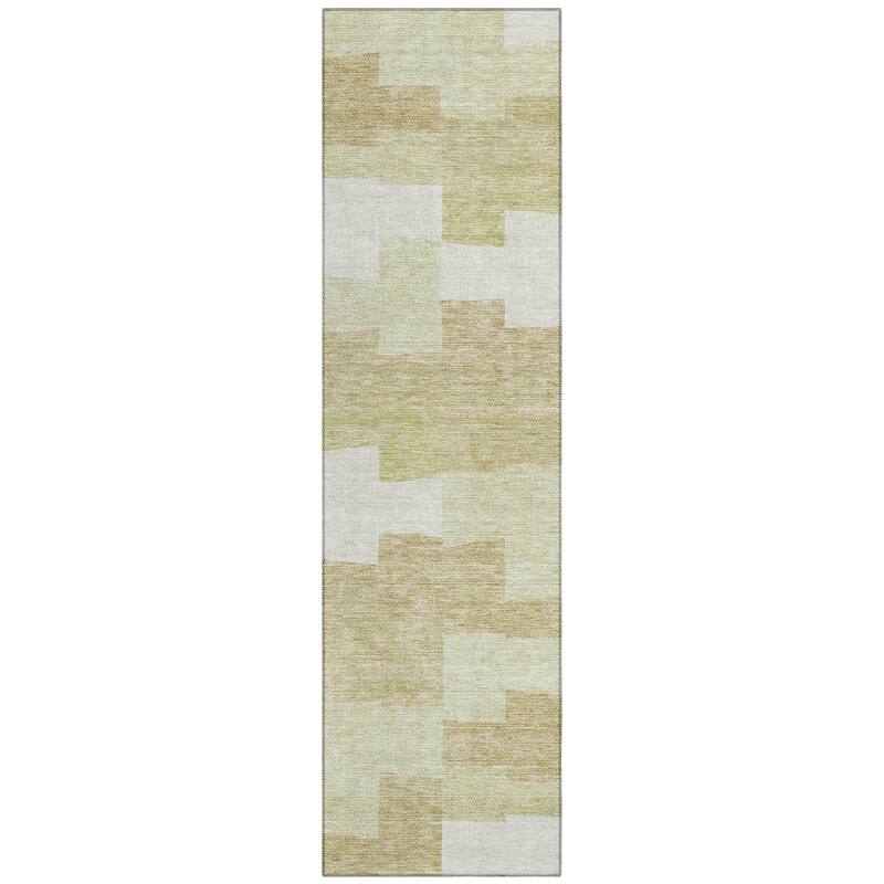Machine Washable Indoor/ Outdoor Chantille Modern Blocks Rug