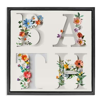 Stupell Floral Bath Typography Framed Floater Canvas Wall Art Design By Susan Arnot