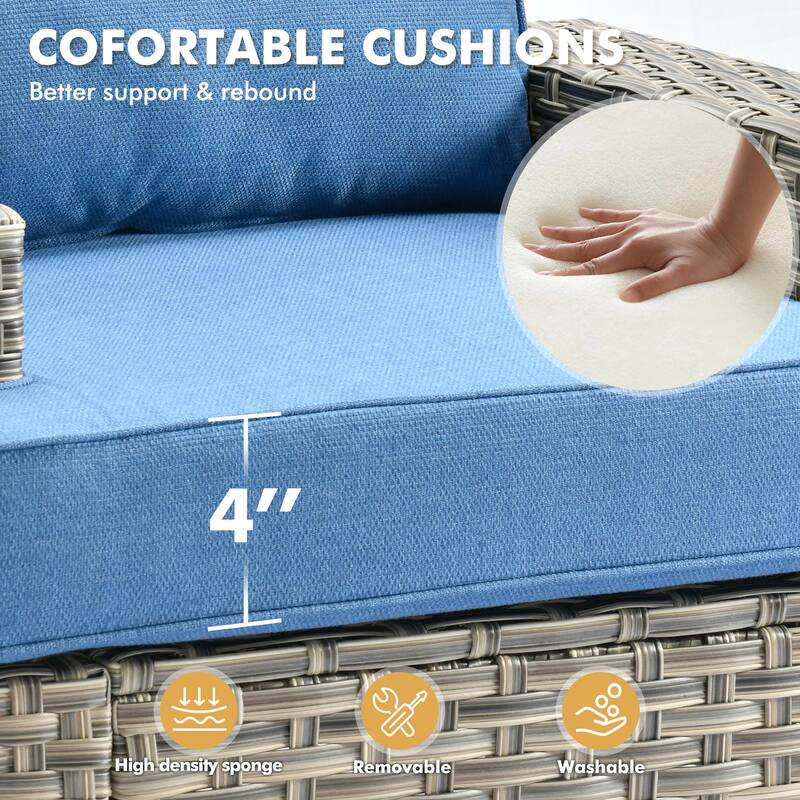 XIZZI 9-piece Outdoor Patio Wicker Furniture Swivel Chair Set