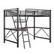 preview thumbnail 5 of 9, Full Size Loft Bed Metal & MDF Frame Guardrail Bed with Built-In Desk and Shelf, No Box Spring Needed