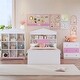 preview thumbnail 3 of 28, Twin Size Bedroom Sets House-Shaped Wooden Bed with Storage Drawers Pink+White-Set - Twin