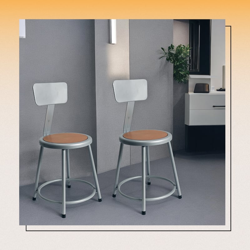 Hampden Furnishings Felix Collection Steel Stool with Backrest, AssemblyReady