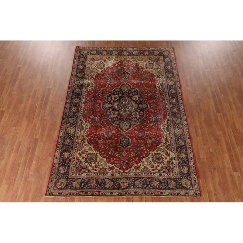 Tabriz Persian Vintage Area Rug Hand-Knotted Wool Carpet - 6'8"x 9'8"