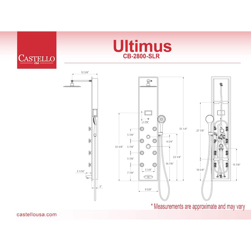 Ultimus 2800 Rainfall 51" Shower Panel with Adjustable Head