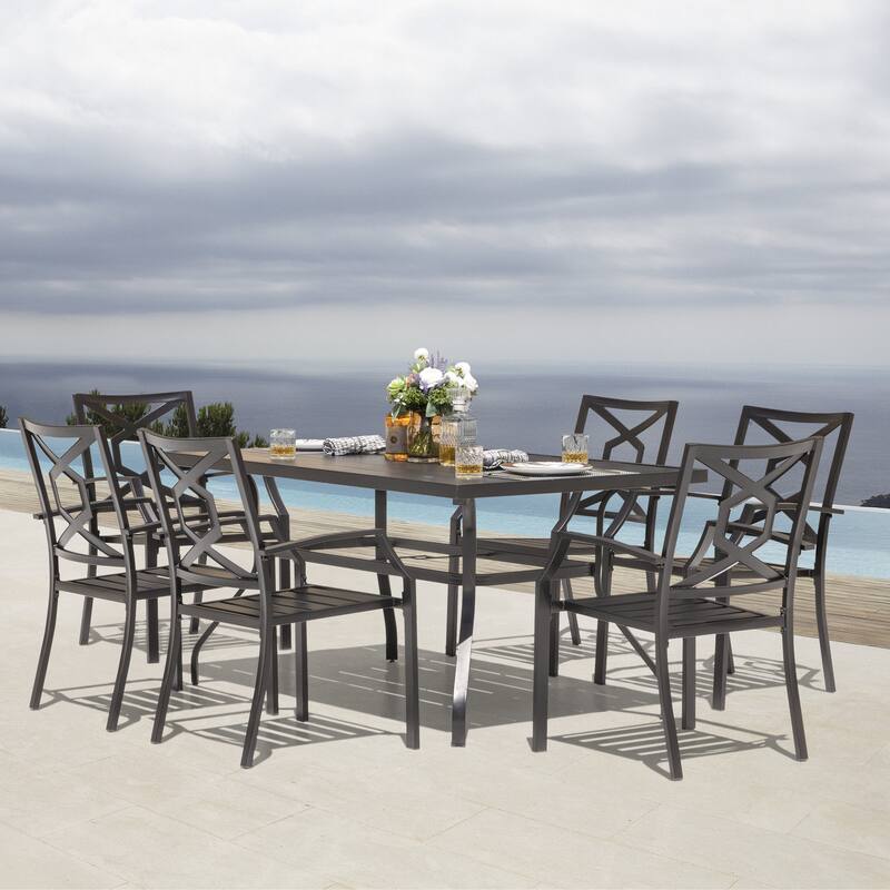 NUU GARDEN Outdoor 7-Piece Iron Dining Set