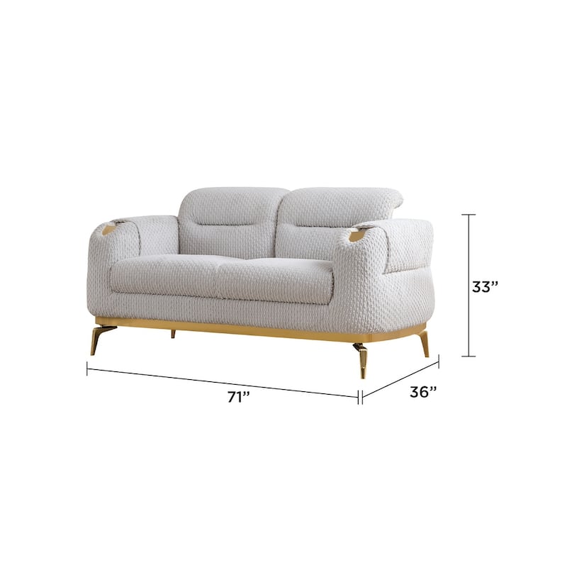 Zoe Loveseat in Cream and Gray