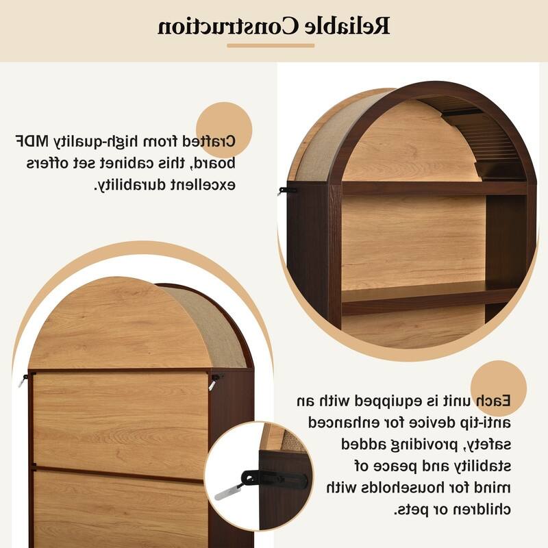 Farmhouse 68.8" Tall Freestanding Bookshelves Set of 2, 5-Tier Display Bookcase Arched Top for Living Room, Bedroom, Home Office