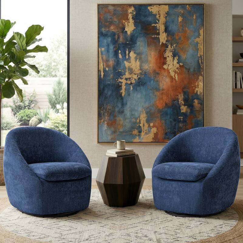 360° Swivel Chenille Upholstered Barrel Accent Chair Armchair - 30.3"W x 28.7"D x 29.5"H