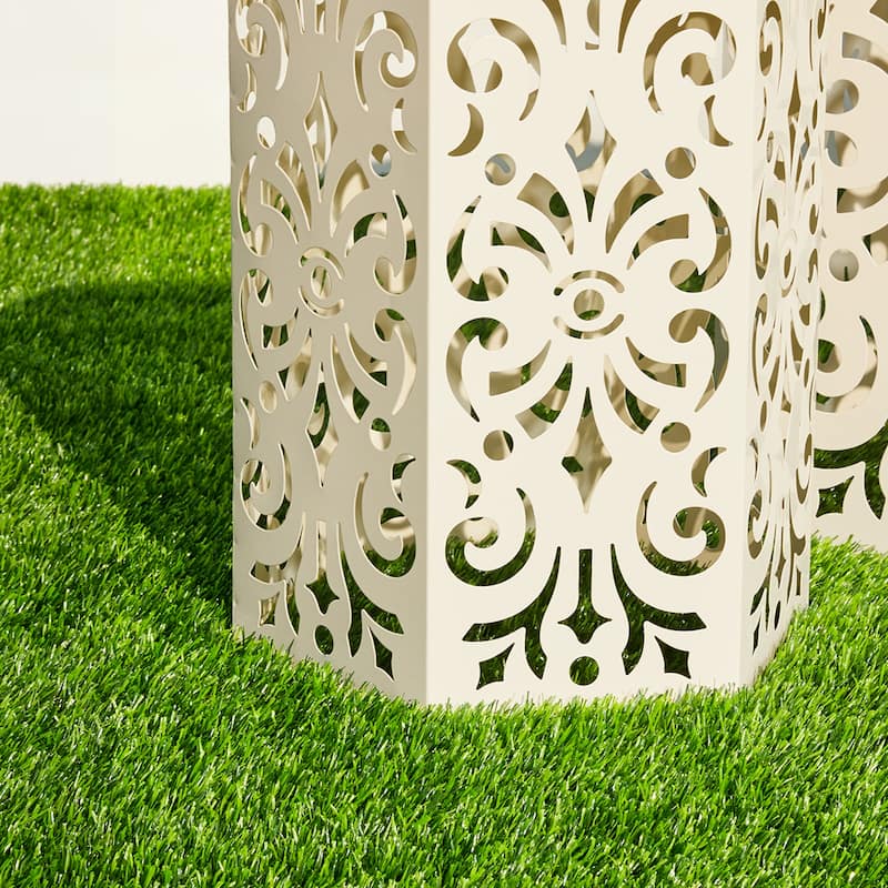Glitzhome Set of 2 Floral Pattern Outdoor Table Garden Stool - 14"W x 14"D x 19.25"H