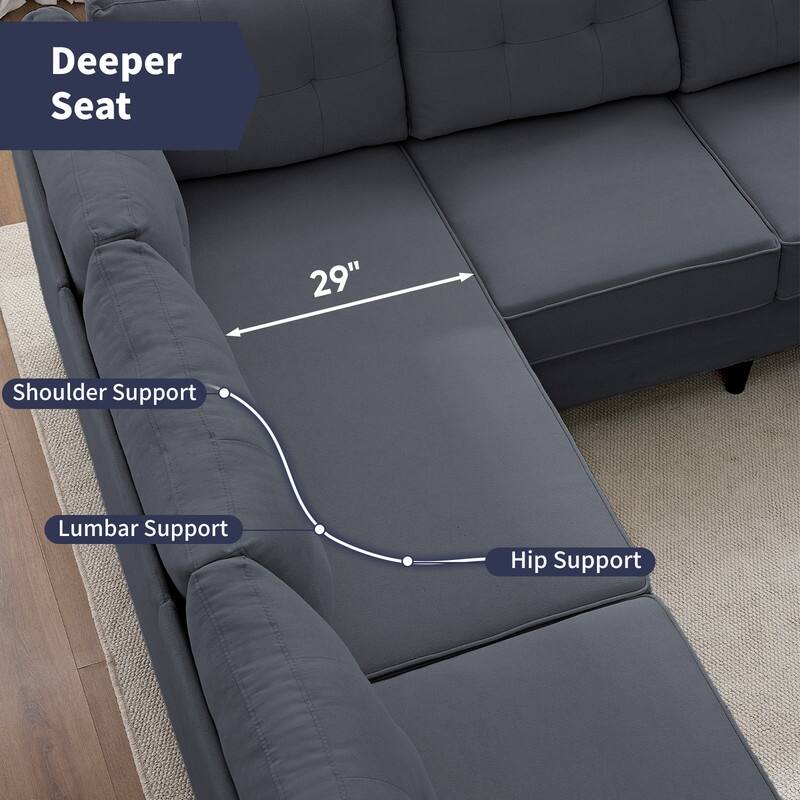 Mixoy 108"Snowflake Velvet Oversized Modular Sectional Sofa,L-Shaped Sectional Sofas with Side Pocket,Large 6 Seater Corner Sofa
