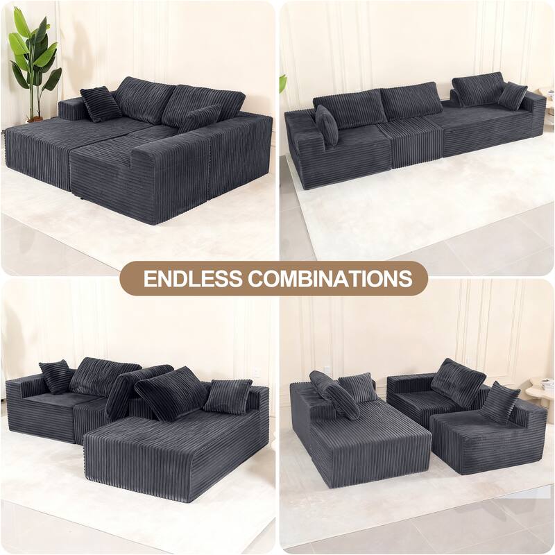 L-Shape Sectional Sofa with Chaise & Pillow, Deep-Seat Cloud Couch