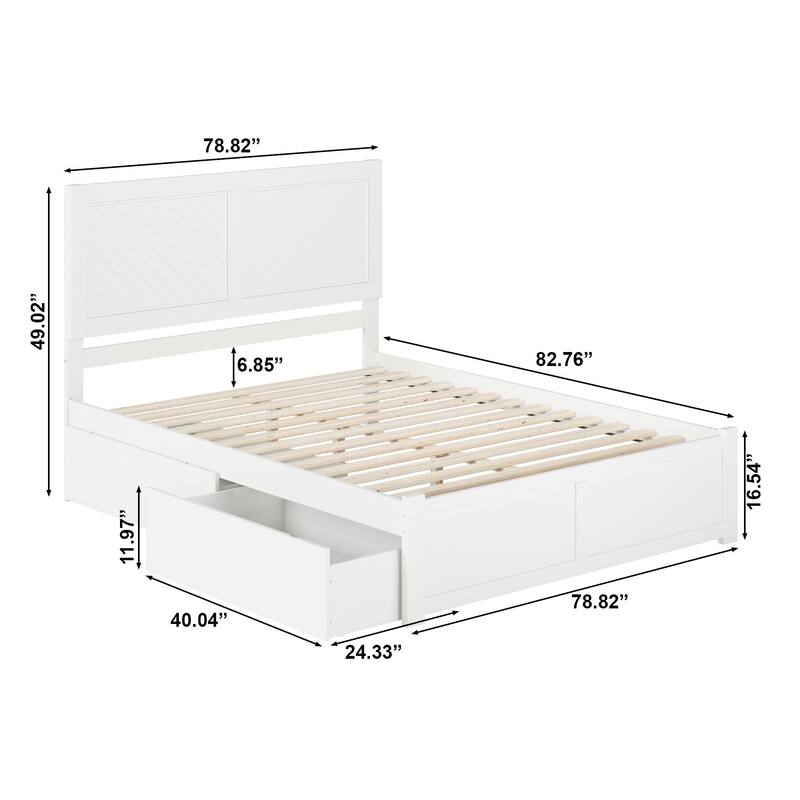 AFI Canyon King Storage Wood Platform Bed with Footboard in White