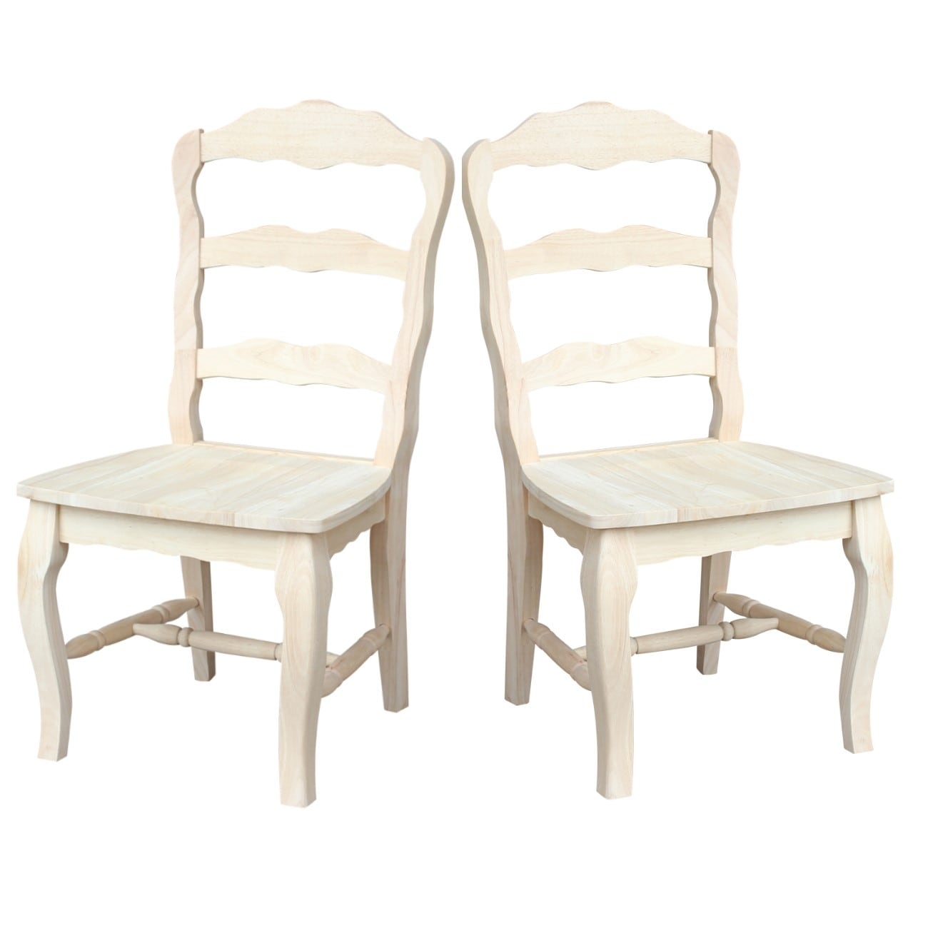 International Concepts Set of 2 Versailles Solid Wood Dining Chairs - Unfinished Cross-Back Seating
