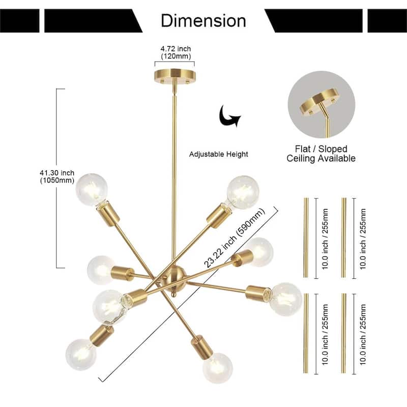 8-Light Mid-Century Sputnik Chandelier