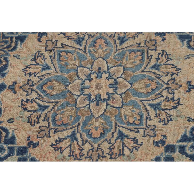Traditional Orange Kashan Persian Vintage Rug Hand-Knotted Wool Carpet - 8'3"x 13'0"