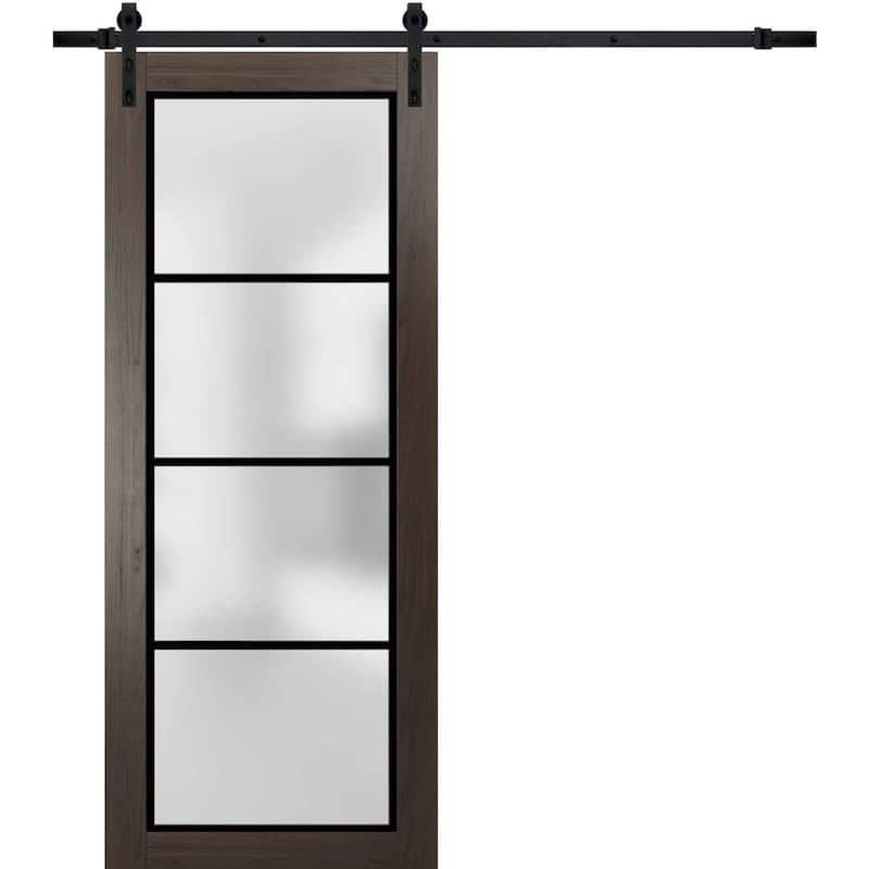 Sturdy Barn Door 18 x 80 Planum 2132 Chocolate Ash 6.6FT - Grey - 24" x 80"
