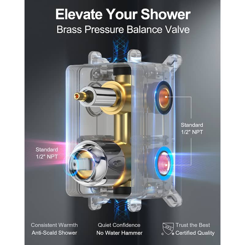 GRANDJOY 3-in-1 Shower Faucet System 10 Inch Rainfall Shower Head with Tub Spout Bathroom Shower Faucets