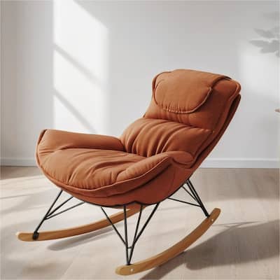 Ergonomic Rocking Chair with Detachable and Washable Seat Cushion