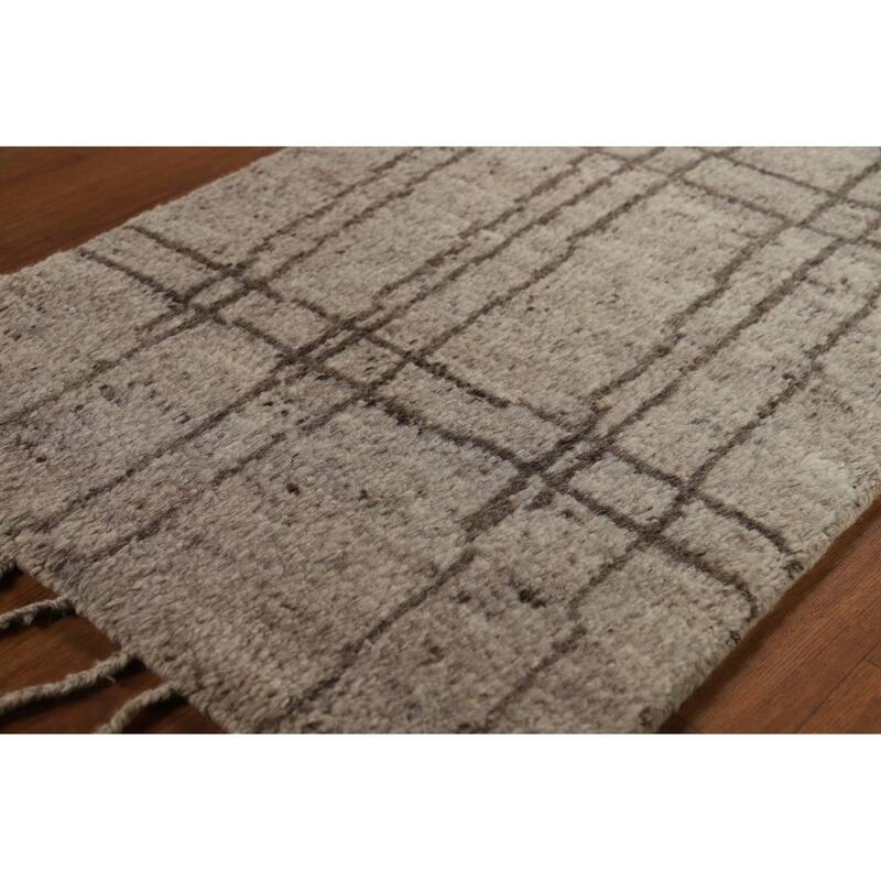Abstract Moroccan Oriental Rug Hand-Knotted Wool Carpet - 2'0"x 3'0"