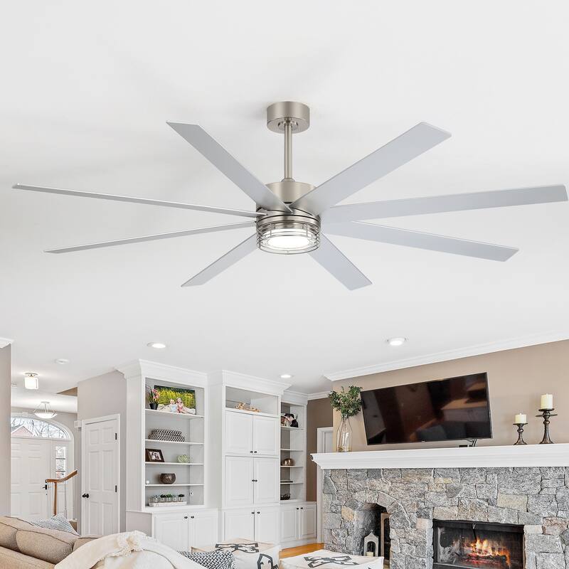 72/52-inch Reversible 8/5-Blade Dimmable LED Ceiling fan with Light and Remote
