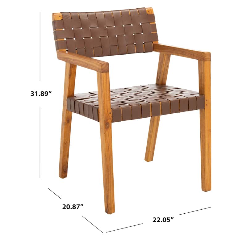 SAFAVIEH Gerda Woven Leather Dining Room Chair - 22.1" W x 20.9" L x 31.9" H - 22Wx21Dx32H
