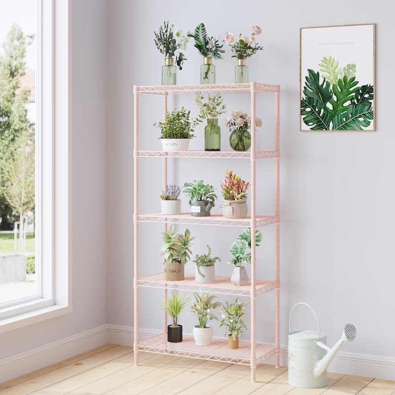 5-Tier Steel Storage Rack with Adjustable Shelves for Organizing Garage Pantry and Kitchen
