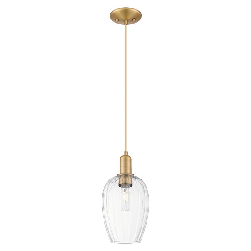 Innovations Lighting Downtown Urban - Preston - 1 Light 6" Flute Shade Cord Hung Mini Pendant - Brushed Brass/Clear Shade